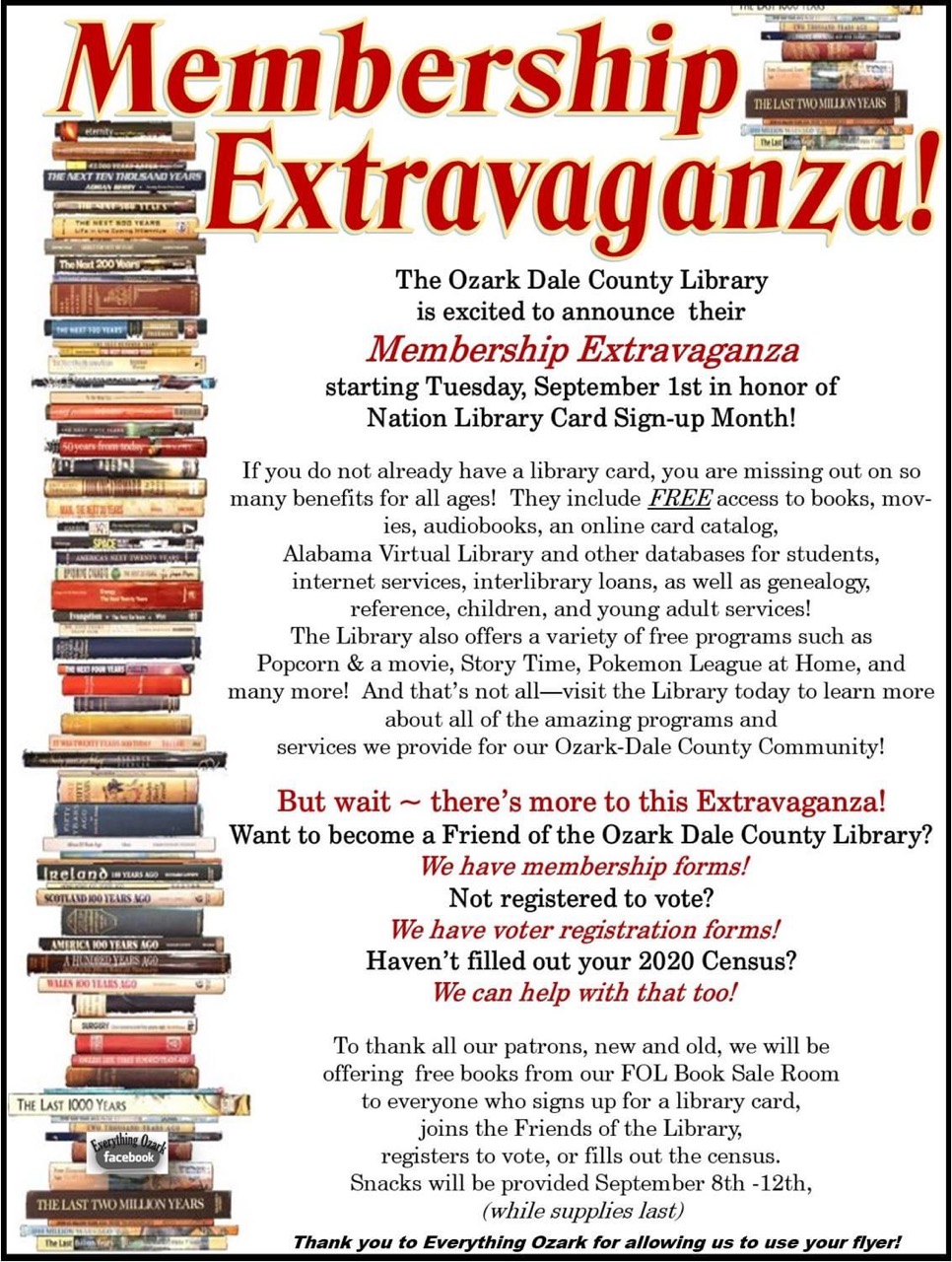Ozark Library Membership Extravaganza! Ozark Library Membership Extravaganza!