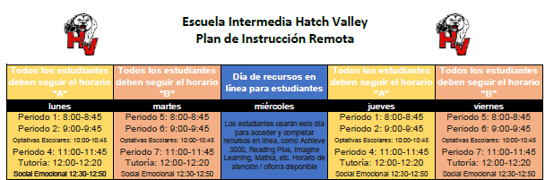 Schedule Spanish Schedule Spanish