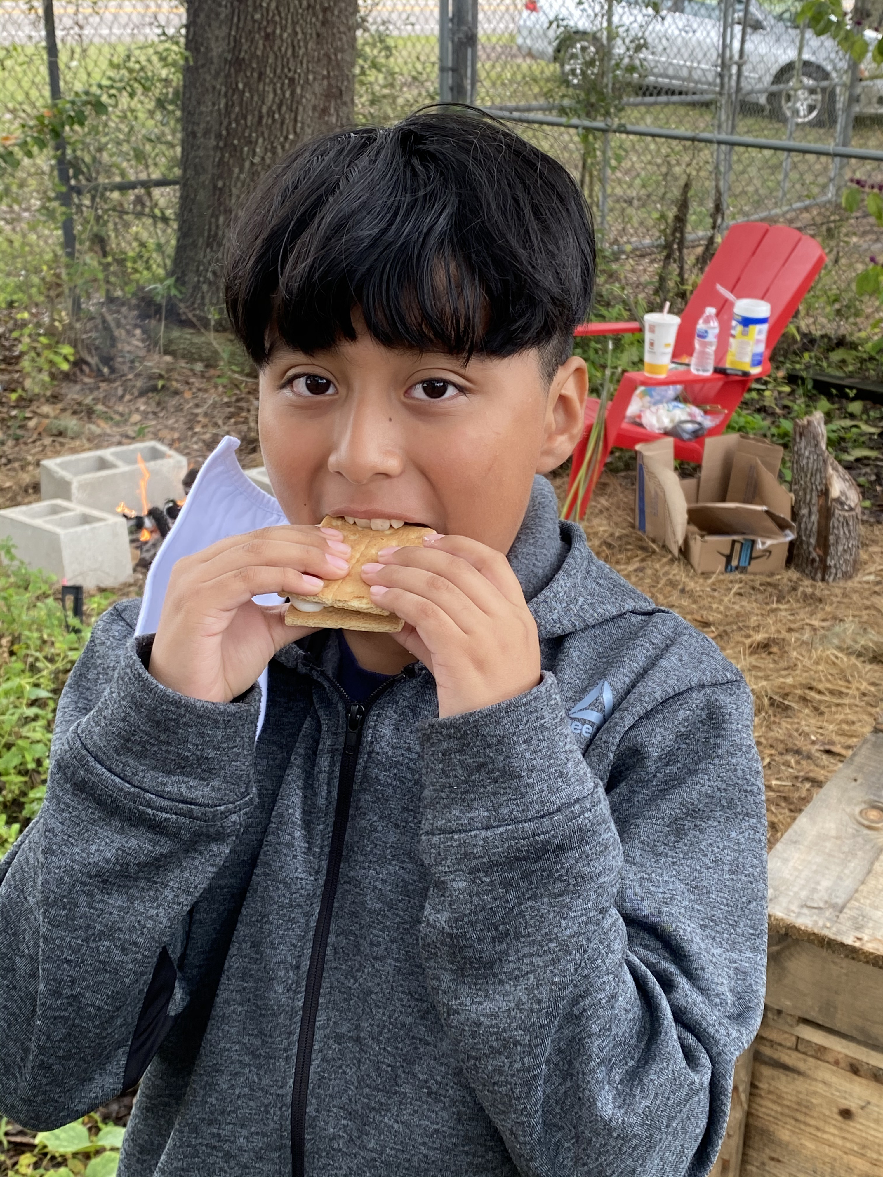 Enjoying a s'more