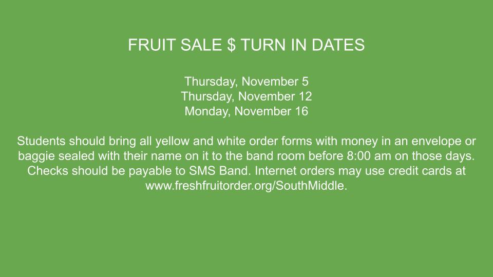 Fruit Turn In Dates