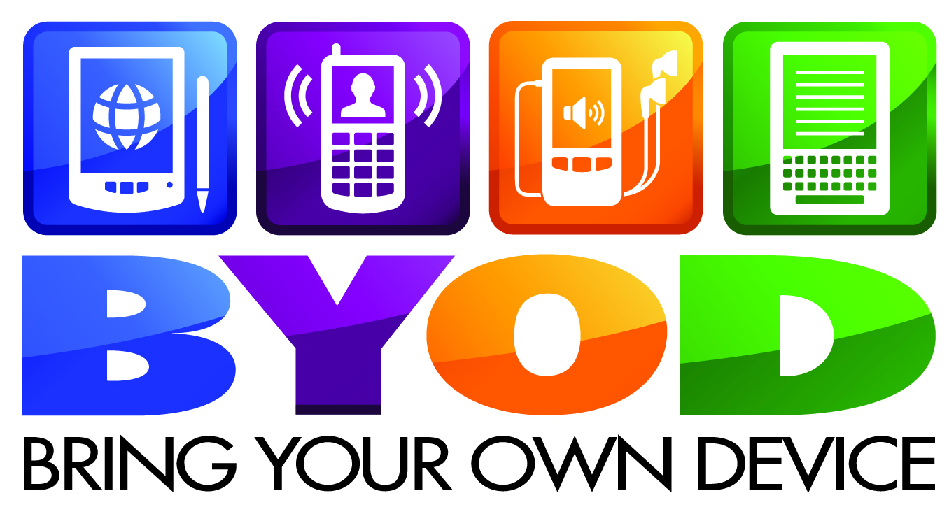 Image with the text "BYOD" on it with small digital devices above it.