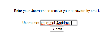Entering email to get new password