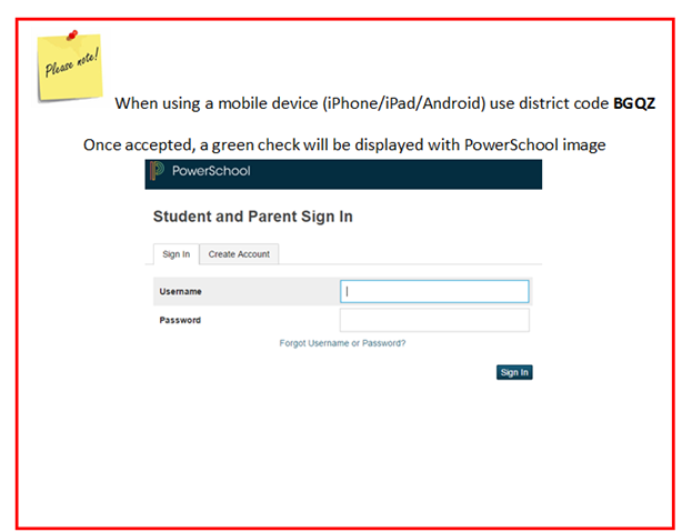 Powerschool District Code for iphone/ipad/android