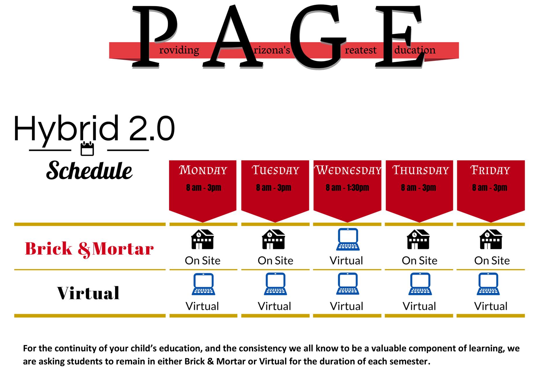 graphic showing PUSD's new hybrid schedule graphic showing PUSD's new hybrid schedule