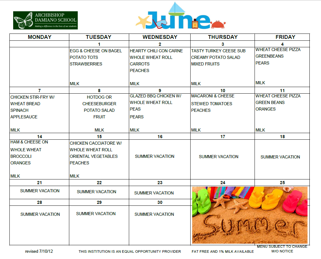 June Menu June Menu
