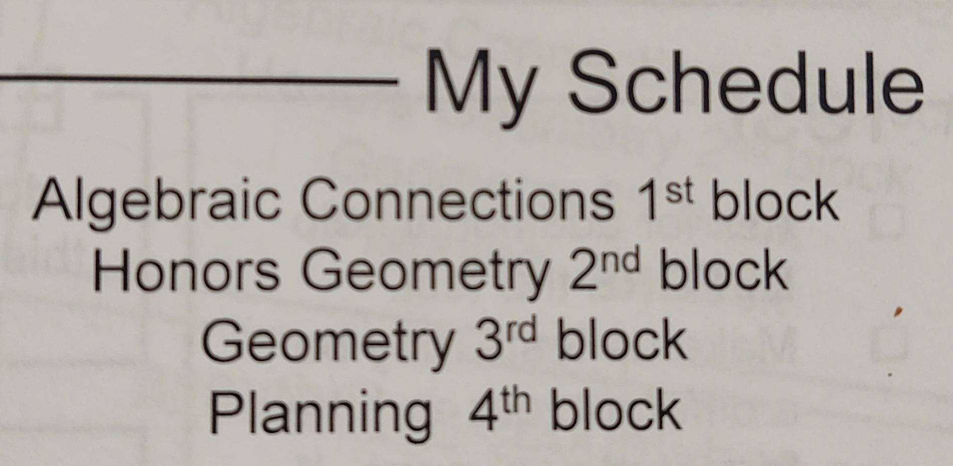 Schedule Schedule