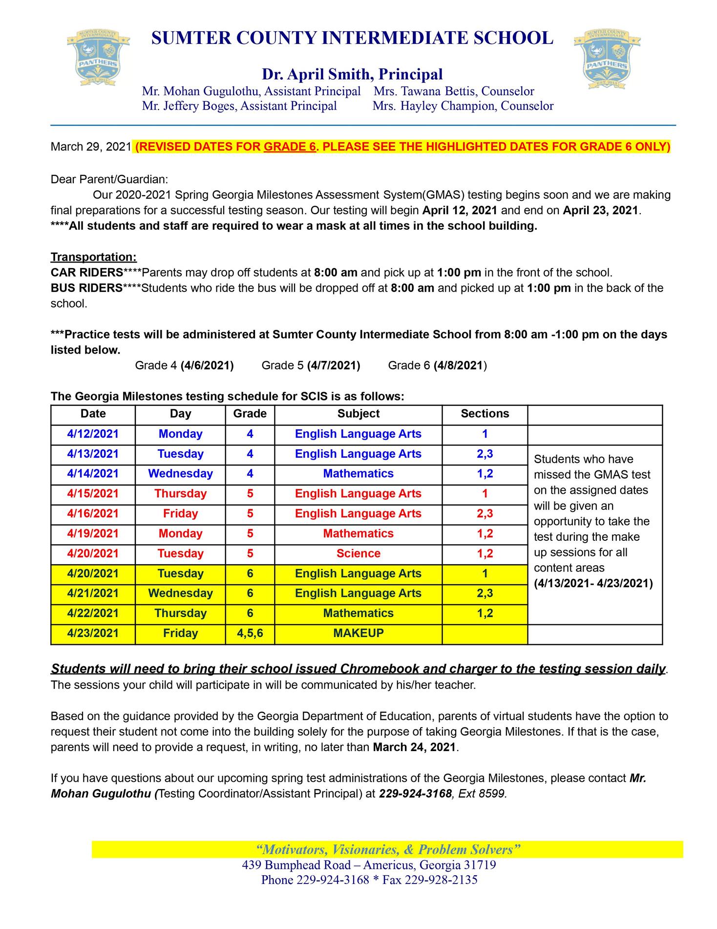 6th Grade Georgia Milestone Testing Updates 6th Grade Georgia Milestone Testing Updates