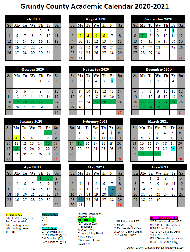 Calendar Grundy County Department Of Education