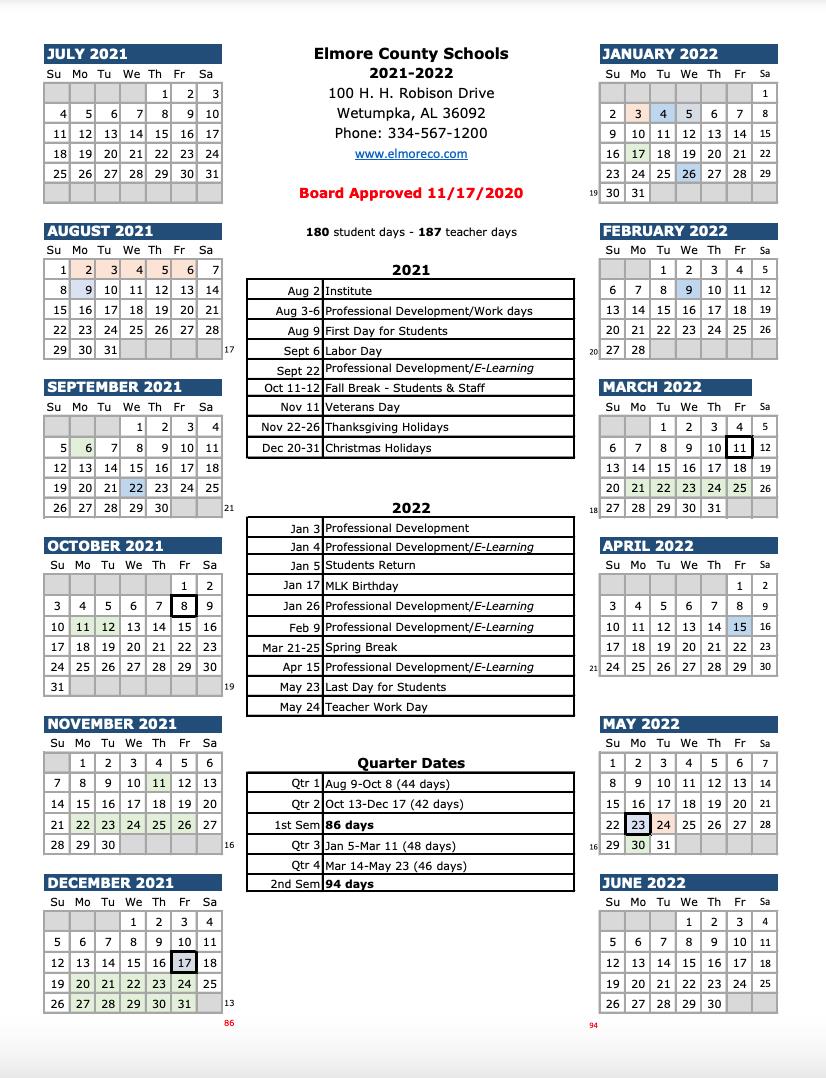 ECPS Academic Calendar 2020-2021