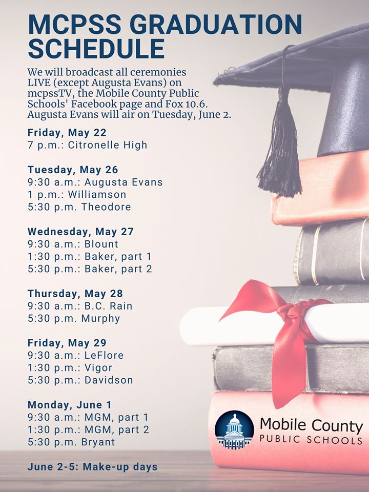 Mcpss Calendar 2022 Mcpss Graduation Schedule - Mobile County Public Schools