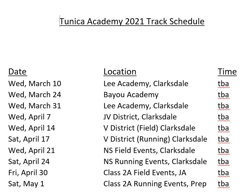 track schedule