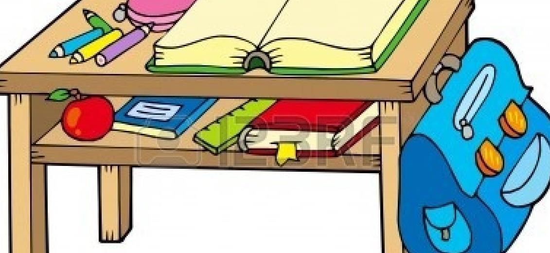 classroom desk and books clip art