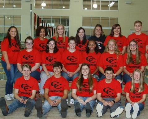 Swimming Team with red tshirts Swimming Team with red tshirts