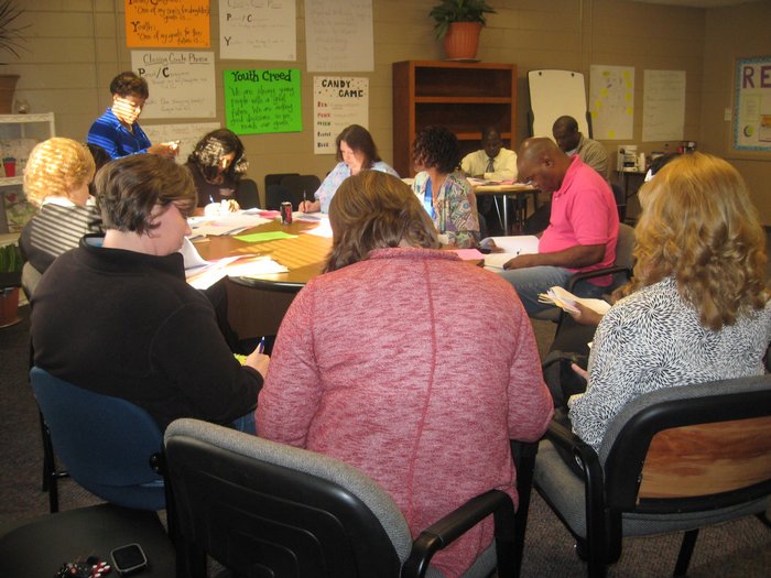 Parents in round table meeting